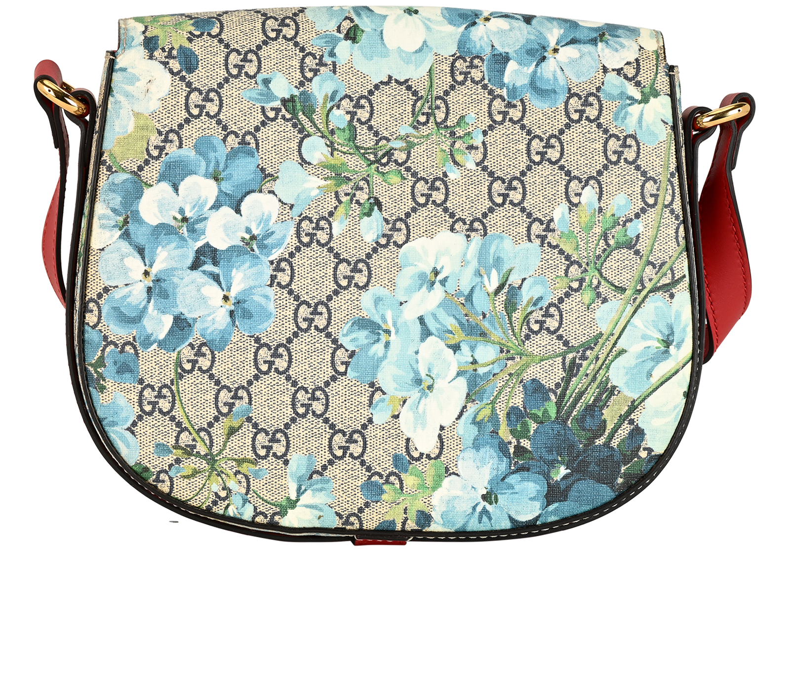 GG Blooms Saddle, &pound;850, Handbags, Beige/Blue/Red, Canvas/Leather, Back view